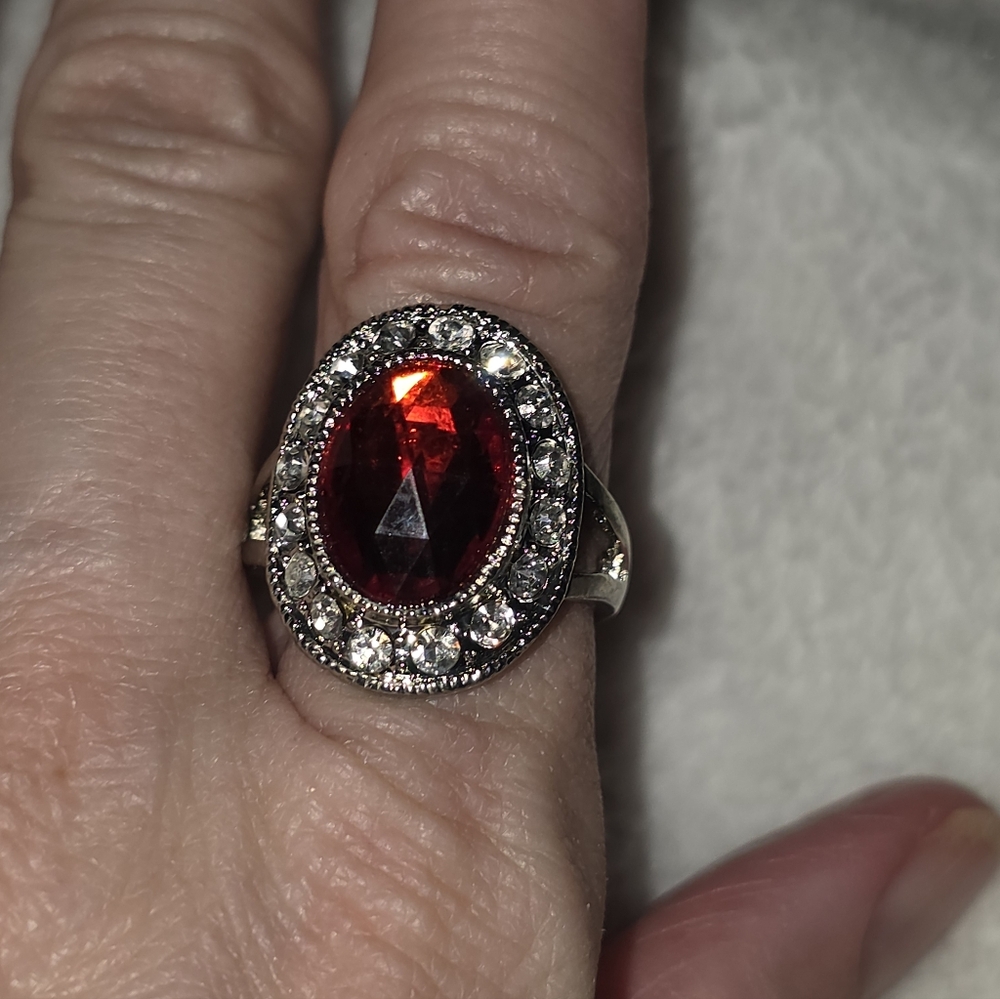 .925 Sterling Silver Cocktail Ruby Ring - image 6